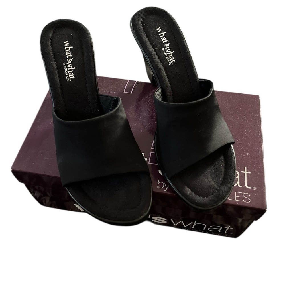 What’s What by Aerosoles Black Slide Mules for Women